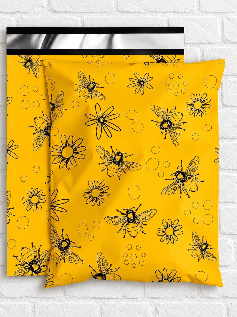 30 Yellow Bee & Daisy Poly mailers (10x13)